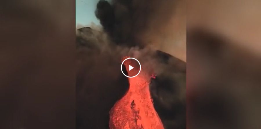 Dron dañado  al sobrevolar el cráter de un volcán